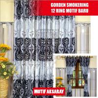 Sentral Gorden Ciamis Tirai Gorden Smokring Kaca Jendela Pintu Minimalis Motif Batik Mewah Tebal | T