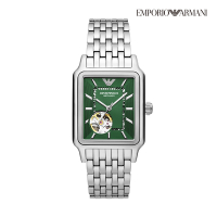 Emporio Armani Diego 復古都會鏤空機械手錶 銀色不鏽鋼鍊帶 36MM AR60067