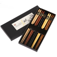 5 Pairs Japanese Reusable Sushi Chopsticks Natural Beech Chopsticks Set Wood Chinese Food Tableware Chop sticks