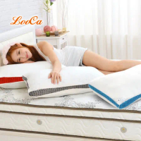 LooCa 微笑曲線三段式獨立筒枕(2入)+美式枕套(2入)