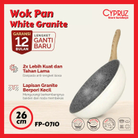 Cypruz Wajan Anti Lengket Penggorengan Induksi Wok Pan White Granite 26cm FP-0710