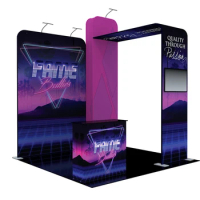10ft custom protable trade show booth exhibit sets with counter LED lights TV bracket pop up display