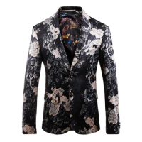2019 Floral Print Suit Jacket Blazer For Men Large Size Slim Fit Blazer Men Costume Homme Men Blazer Stage Party Coat Jacket