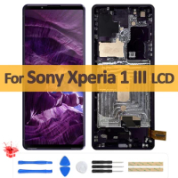 6.5" Original AMOLED For Sony Xperia 1 III LCD Touch Screen Digitizer Assembly Repair With Frame For Sony X1 iii LCD Display