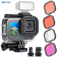 QIUNIU Waterproof Case Filter for GoPro Hero9 10 11 12 Black Underwater Protective Housing Lens Filter Kit for Go Pro Accessoies