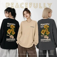 ELLIPSESINC Kaos Oversize Lengan Panjang Unisex Peacefully PANJANG OVERSIZE Bata