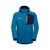 【Mammut 長毛象】Madris Light ML Hooded Jacket Men 防風刷毛連帽外套 深冰藍 男款 #1014-03841