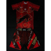 เสื้อยืดและกางเกงขาสั้นกีฬาผู้ชาย Ilia Topuria UFC Top Fighters ระบายอากาศ ซับเหงื่อ เหมาะสำหรับวิดี