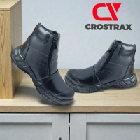 Sepatu Boots Safety Kickers Zippers Lodong Kulit Asli Pria Resleting Casual Formal Sepatu Pansus Sep