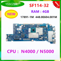 NBGXU11001 Mainboard For ACER SF114-32 Notebook Motherboard 17891-1M 448.0E604.001M With CPU N4100 N5000 RAM 4G SSD 64GB 100% OK
