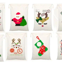 54 Styles Christmas Gift Bags Canvas Drawstring Bag With Reindeers Santa Claus Sack Bags For kids Decoration SN3221