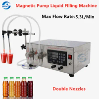 Semi-Automatic Double Nozzles Magnetic Pump Bottle Liquid FIlling Machine 2-5000ml CNC LCD For Food Oil Water Juice Beverage