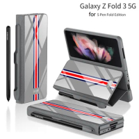 Luxury Magnetic Flip Case for Samsung Z Fold 3 Cover Z Fold3 Leather + Tempered Glass Shockproof Case for Galaxy Z Fold 3 Case
