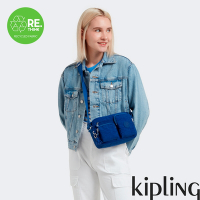Kipling 夏日靛青藍實用多前袋側肩包-ALBENA