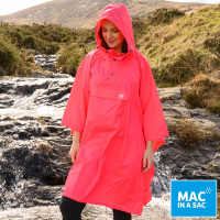 【MAC IN A SAC】中性款輕巧袋著走快穿成人斗篷式雨衣MNS041螢光粉紅