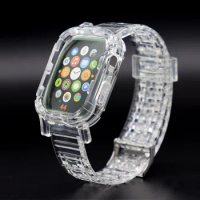 Suitable Apple Watch series 6 5 4 3 2 sports transparent silicone strap for IWatch 38mm 42mm 40mm 44mm watchband protective case