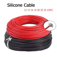 5M 10M 20M Soft Silicone Wire Red Black Electrical Cable 12 14 16 18 20 22 24 26 AWG Power Line For Inverter Spotlight Batteries