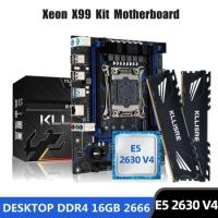 Kllisre X99 motherboard combo kit LGA 2011-3 Xeon E5 2630 V4 CPU DDR4 16GB (2PCS 8G) 2666MHz Desktop