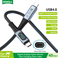 Bonola For Thunderbolt 4 USB4.0 40Gbps Type C to Type C Cable PD 240W Fast Charging Braided Cable 8K@60Hz for MacBook Switch