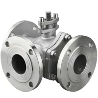 Ansi150 full port 3 inch stainless steel 304 L type 150LB class150 handle ptfe seal carbon steel T type 3 way falnge ball valve