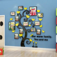 Family Photo Tree 3D Mirror Wall Decal Stickers DIY Art Acrylic Wall Sticker for Kids Bedroom Home Decoration Wall Poster