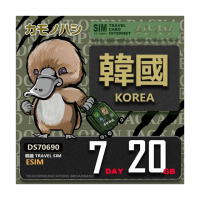 【鴨嘴獸Platypi.IF】韓國eSIM 7日 20GB 用完斷網 網卡(韓國上網卡 免換卡 流量上網卡)