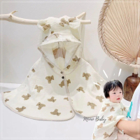Áo choàng xô muslin tránh gió, tránh nắng kèm mũ chắn giọt bắn mềm mại cho bé Mimo Baby QA31COD