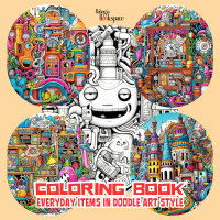 Everyday Items In Doodle Art Style Coloring Book/ 25 Lembar Buku Mewarnai Bahagia Bookspace