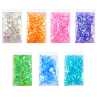 Iridescent Glitter Sequin Flakes Colorful Fluorescent Glass Paper Resin Epoxy For DIY Iridescent Glitter Sequin Flakes