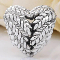 Original Vintage Openwork Icon Of Nature Heart Beads Fit 925 Sterling Silver Bead Charm Bracelet Bangle Diy Jewelry