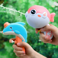 Cute Animal Series Mini Water Guns for Kids Kawaii Outdoor Water Fun Toys Creative Funny Shark Dolphin Pools Toy