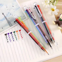 Novel High Quality Multicolor Ballpoint Pen Multi-function 6 in 1 Color Stationery Creative School Supplies 2Pcs