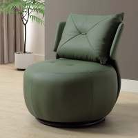 【BODEN】希瑪墨綠色皮革造型休閒單人椅/沙發椅/設計款餐椅/商務洽談椅/房間椅/會客椅