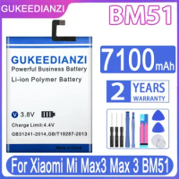 GUKEEDIANZI Replacement Battery For Xiao Mi BM51 BM 51 7100mAh For Xiaomi Mi Max3 Max 3 Batteries + Free Tools