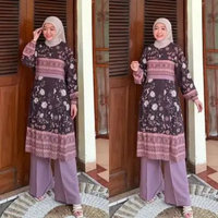 Dress wanita Raya Series Kharisma Dress Elegant Baju Raya Gamis GHIDA BURGUNDY
