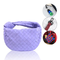 【BOTTEGA VENETA 寶緹嘉】Mini Jodie 經典手工編織小羊皮彎月包手提包(淺紫 買就送BV隨機吊飾鑰匙圈)