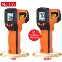 NJTY Laser Temperature Gun Infrared Thermometer Sensor Handheld Non-contact IR-LCD Heat Industrial Pyrometer Digital 600 °C Tool