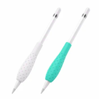 MoKo Silicone Grip Holder Ergo Protective Cover for Apple Pencil (2 Pack,White &amp; Gem Green,Black &amp; Red)