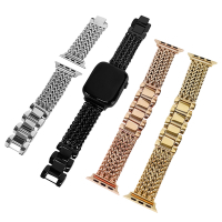 Watchband Apple Watch 全系列通用錶帶 蘋果手錶替用錶帶 折疊扣不鏽鋼錶帶 玫瑰金/金/黑/銀
