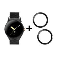 【RedMoon】Google Pixel Watch 2 / Watch 米蘭不銹鋼磁吸式錶帶+3D曲面保護貼2入