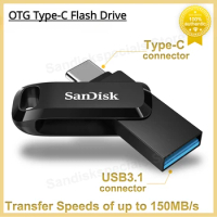 SanDisk Ultra Dual Drive OTG Pendrive Type-C with USB 3.1 32GB 64GB 128GB 256GB Flash Drive for Smartphone Laptop USB Stick