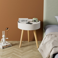 簡易床頭櫃智能無線充電北歐床頭置物架帶儲物小桌子
