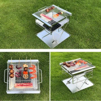 Outdoor BBQ Grilling Medium Stainless Steel Portable Foldable Incinerator BBQ Grilling MT-035 Campin