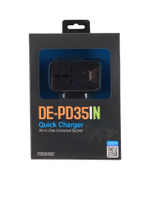 ปลั๊กแปลง Universal 5 in 1 รุ่น DE-PD35IN (1+3C 2USB+PD 35W) สีดำ