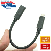 BRTRACING USB Type C 3.1 (Female) - USB Type C 3.1 (Male) Cable Extension Cord 0,2 m Black