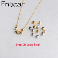 Fnixtar 100Pcs/Lot Loose Bead Cahrms 5mm Stainless Steel Ball Hole 2mm Beads Charm For DIY Making Jewelry Necklace Bracelets