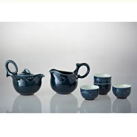 乾唐軒活瓷 | 歡樂有餘茶具組 / 礦藍 / 一壺+六杯+茶海