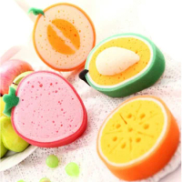 Attractive thicken fruit shape sponge scouring pad magic sponge washing dishes oil resistance thickened magic scouring wholesale