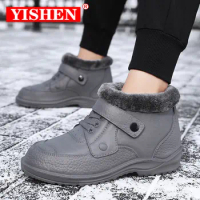 YISHEN Men Boots Winter Plush Lining Waterproof Walking Shoes Outdoor Snow Boot Botas De Hombre Plus Size 41-49