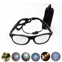 Emazing Blue Light EL wire Diffraction Glasses El Wire Flashing Fireworks Glasses